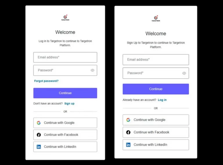 Sign up or Login with Targetron