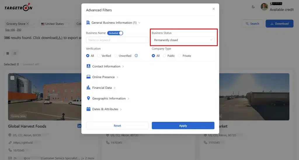 Targetron Business Status