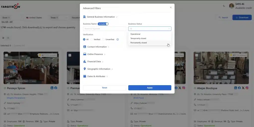 Targetron Advanced Filter