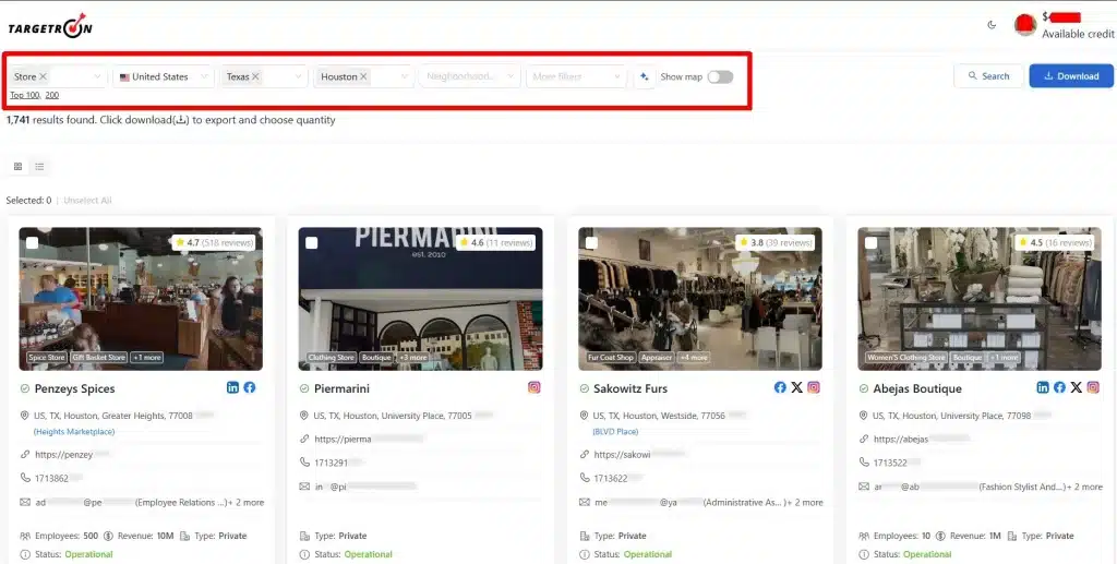 Search for Closing Stores in Houston