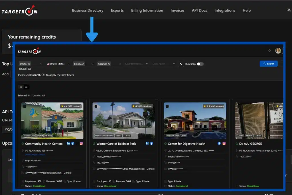 How to select categories and location inside Targetron