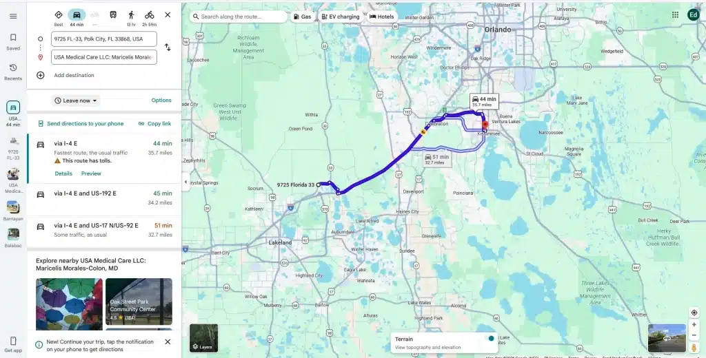 business maps radius using Google