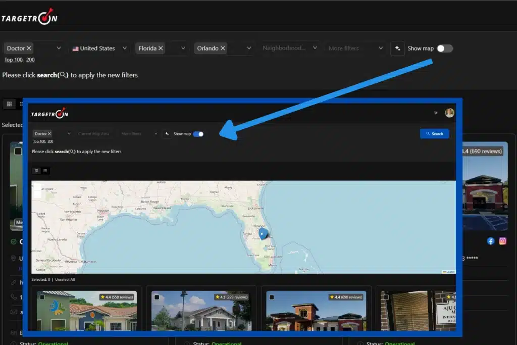 selecting maps for business radius maps
