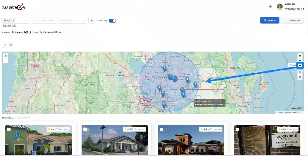 Targetron business radius
