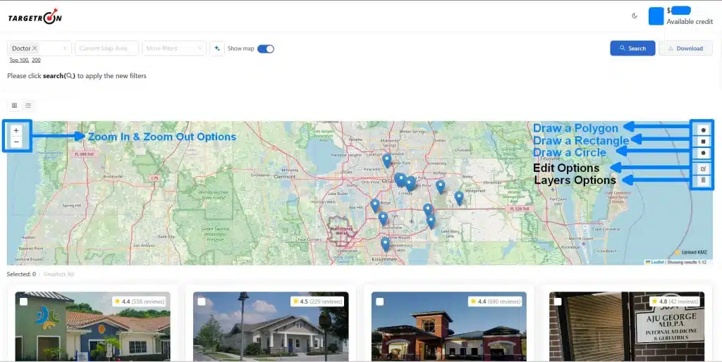 Buttons inside Targetron Maps
