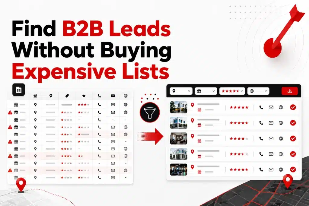 Dashboard showing how to find b2b leads without using expensive lists