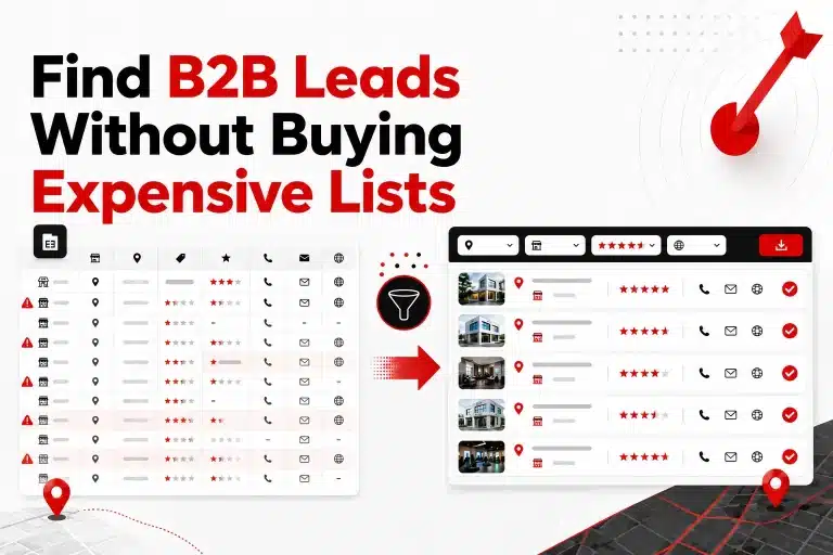 Dashboard showing how to find b2b leads without using expensive lists