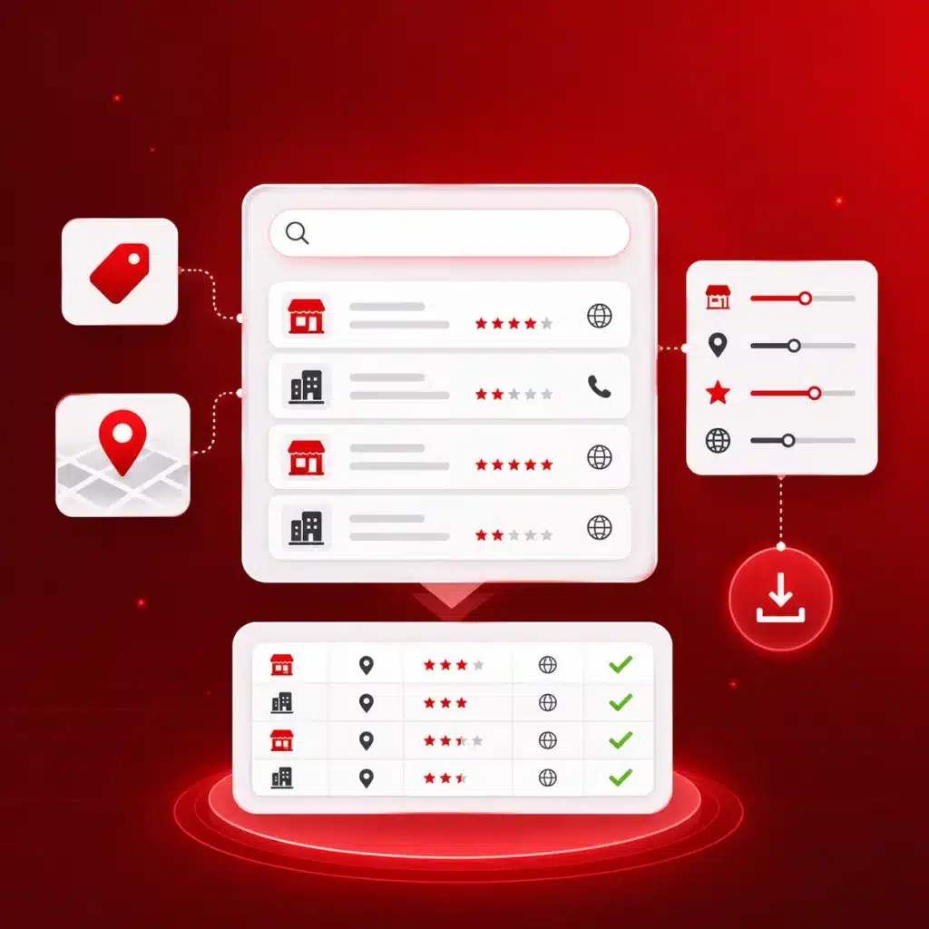 Business search and filter illustration for Targetron Business Catalog