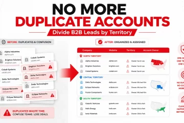 B2B lead lists organized by sales territory with duplicate company accounts removed