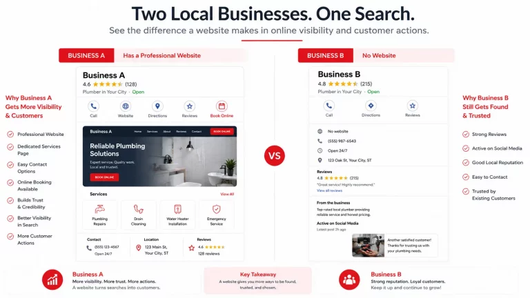 Competitor with a website compared with a business without a website