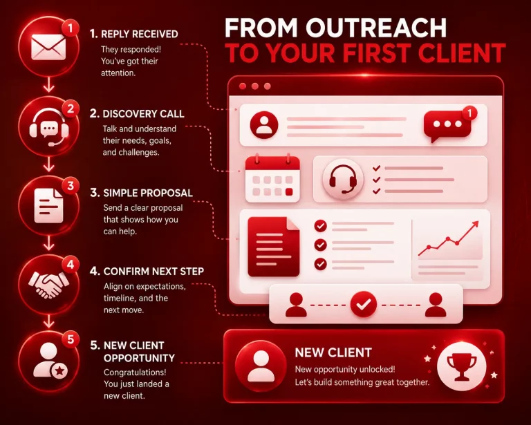 Cold email campaign workflow from reply to proposal and new client opportunity.