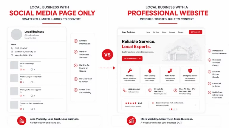 Social media only business compared with a business website