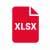 Red file icon with white 'XLSX' lettering, representing a spreadsheet document